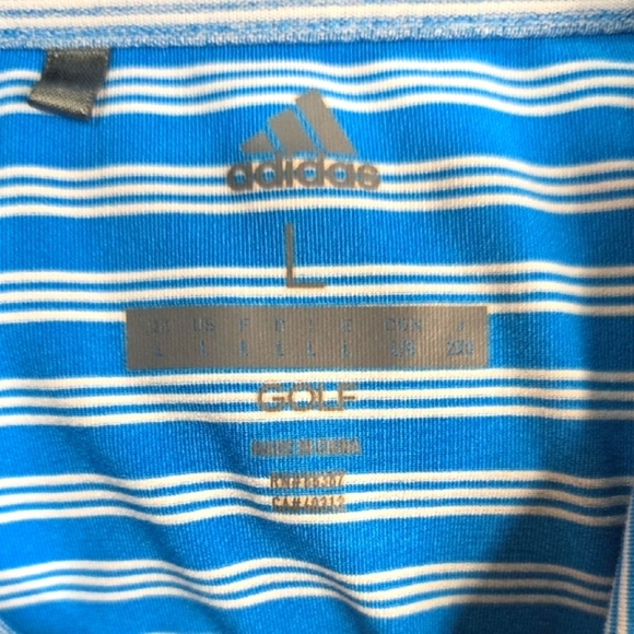 Adidas Blue and White Polo Golf Shirt Classic Striped Design Large - Picture 4 of 6